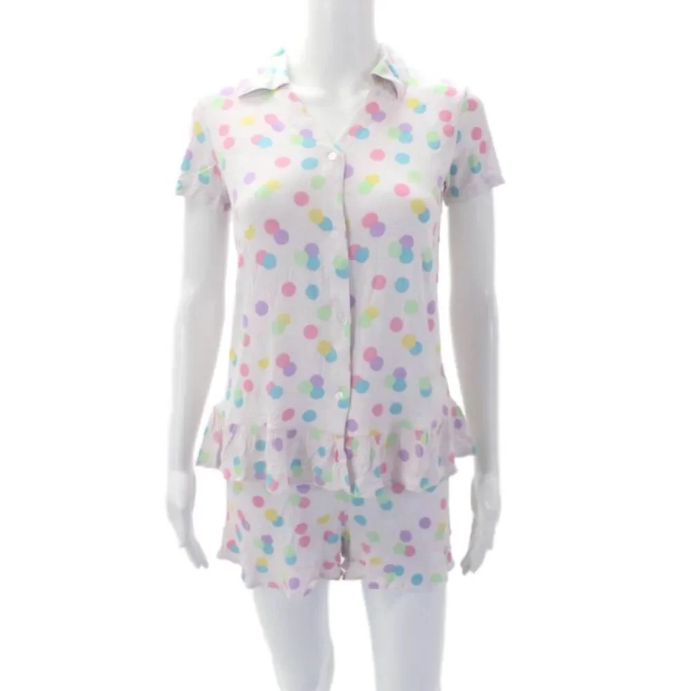 Emerson Road Womens Polka Dot Sleep Shirt Pajama Set Pink Combo Size XS